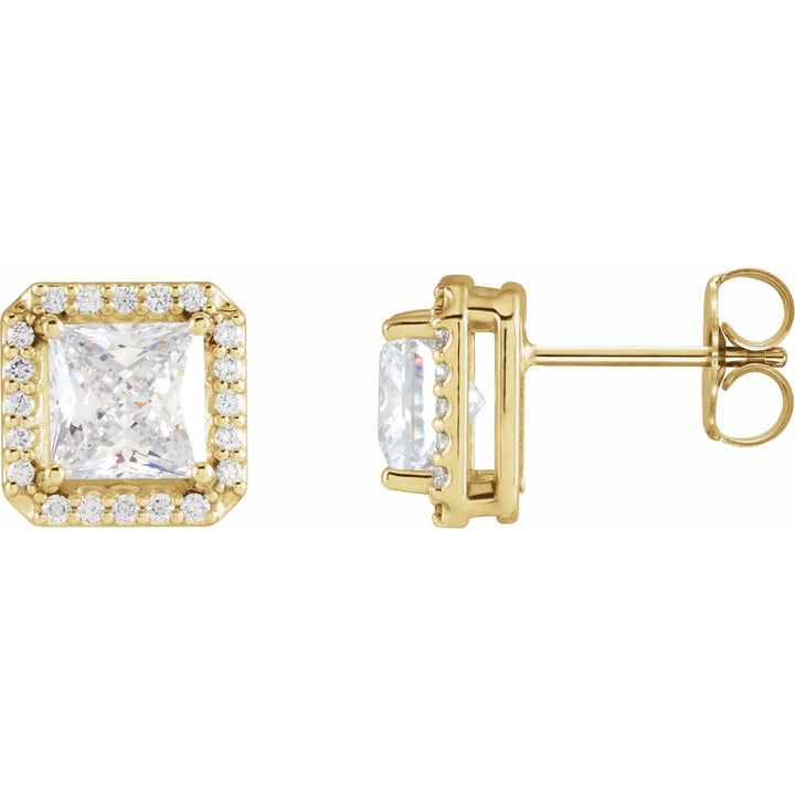 14K Yellow Gold Diamond Halo-Style Earrings