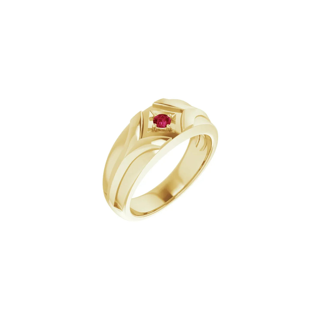 Men's Ruby Ring in Yellow Gold