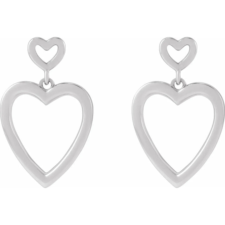 Sterling Silver Dangle Heart Earrings
