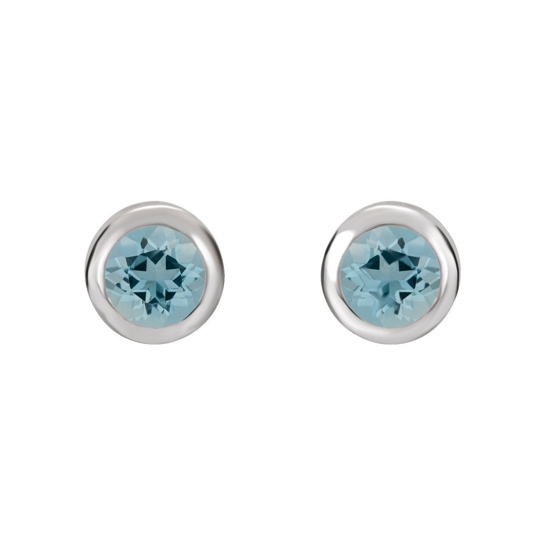 Stud earrings in Sterling Silver with Aquamarine