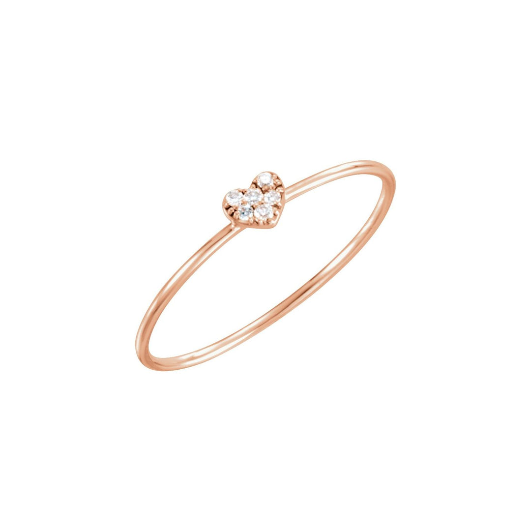 14K Rose Gold Diamond Petite Heart Cluster Ring