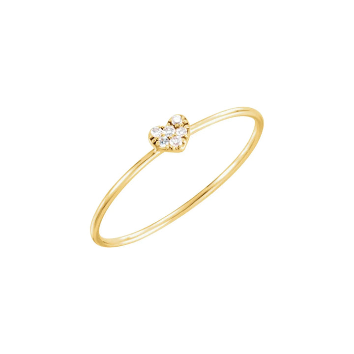 14K Yellow Gold Diamond Petite Heart Cluster Ring