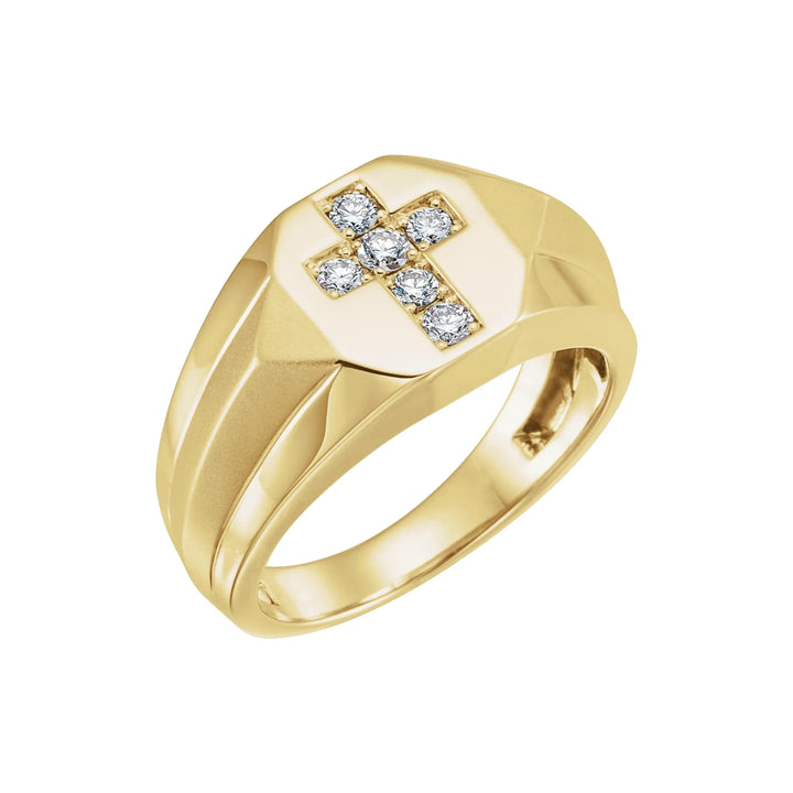 Diamond Cross Ring in Yellow Gold
