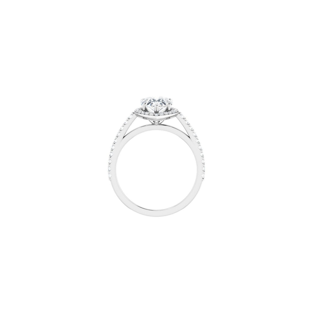 Platinum Halo Engagement Ring with Pear Brilliant Diamond