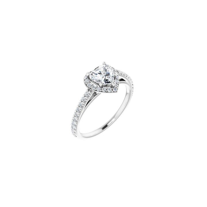 Platinum Halo Engagement Ring with a Heart Shaped Diamond