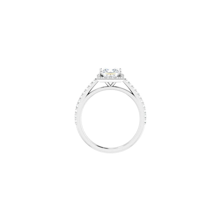Halo Style Engagement Ring with a Princess-Cut Diamond in Platinum
