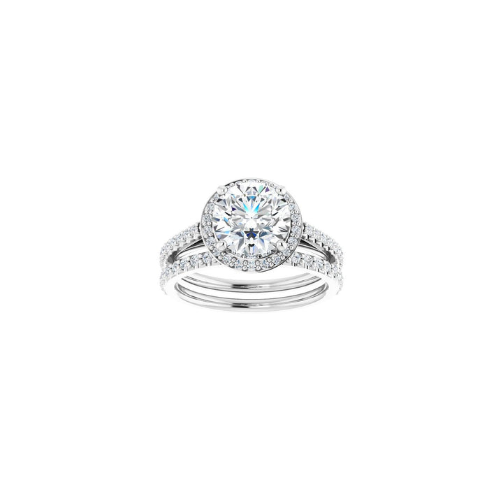 Platinum Halo Engagement Ring with a Round Brilliant
