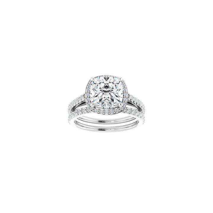 Platinum Halo Engagement Ring with Cushion-Cut Diamond