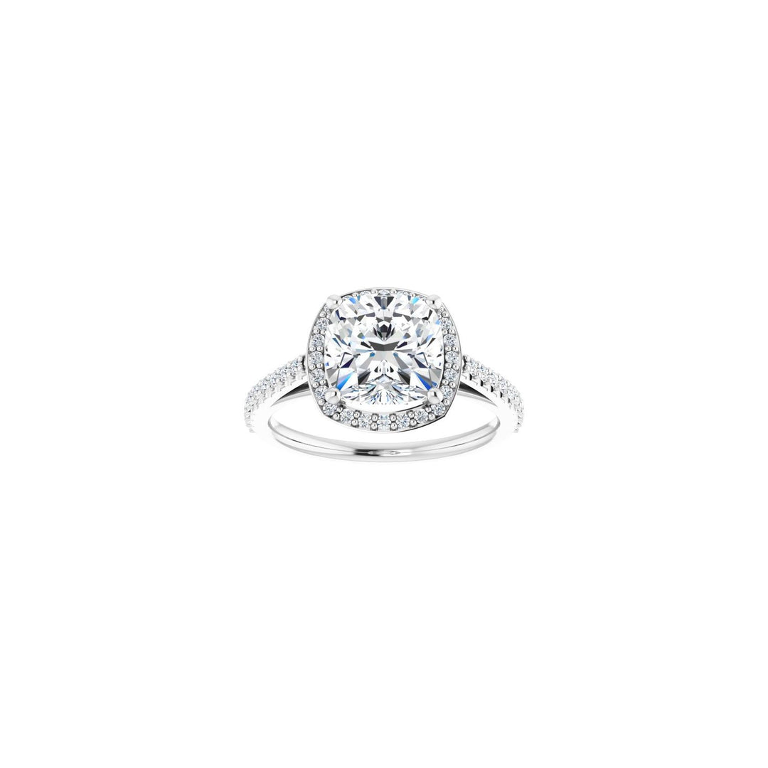 Platinum Halo Engagement Ring with Cushion-Cut Diamond