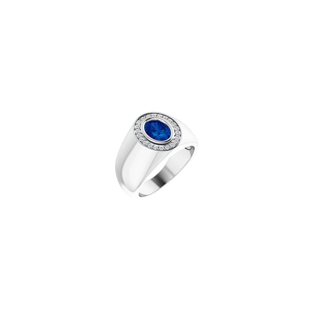 Blue Sapphire & 1/5 CTW Diamond Men's Ring
