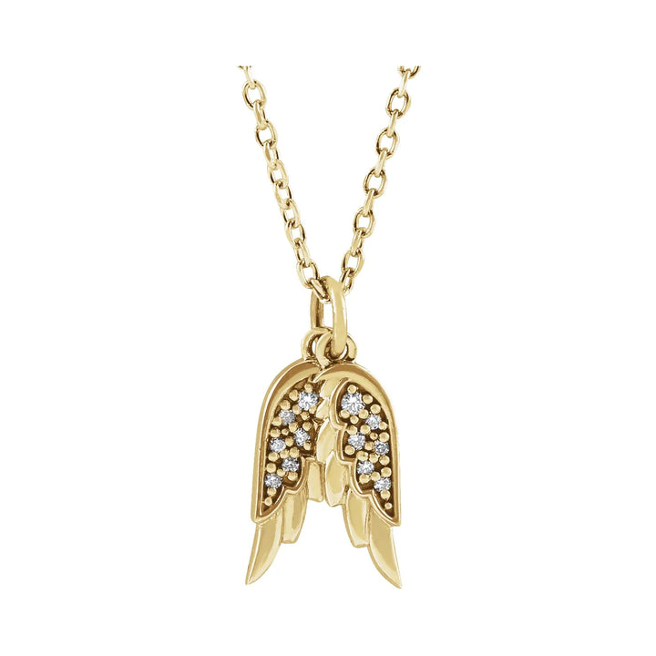 14K Yellow Gold Diamond Angel Wings 16-18" Necklace