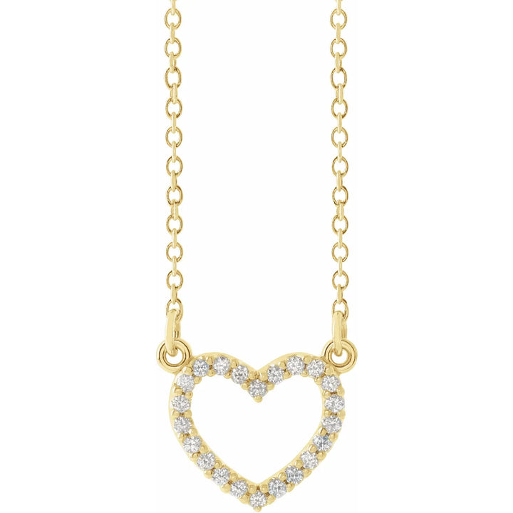14K Yellow .08 CTW Natural Diamond Petite Heart 16" Necklace