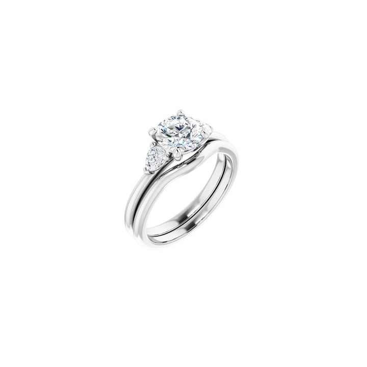 Three Stone Engagement Ring with Pear-Shaped Side Stones in Platinum