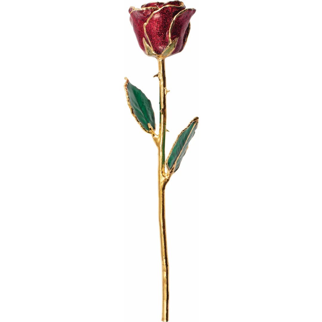 Lacquered Sparkle Rose with Gold Trim
