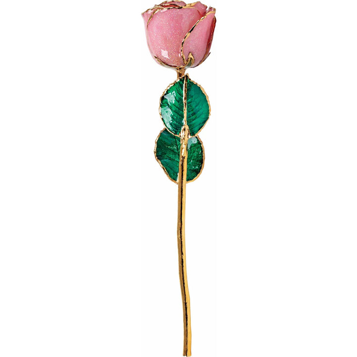 Lacquered Sparkle Rose with Gold Trim