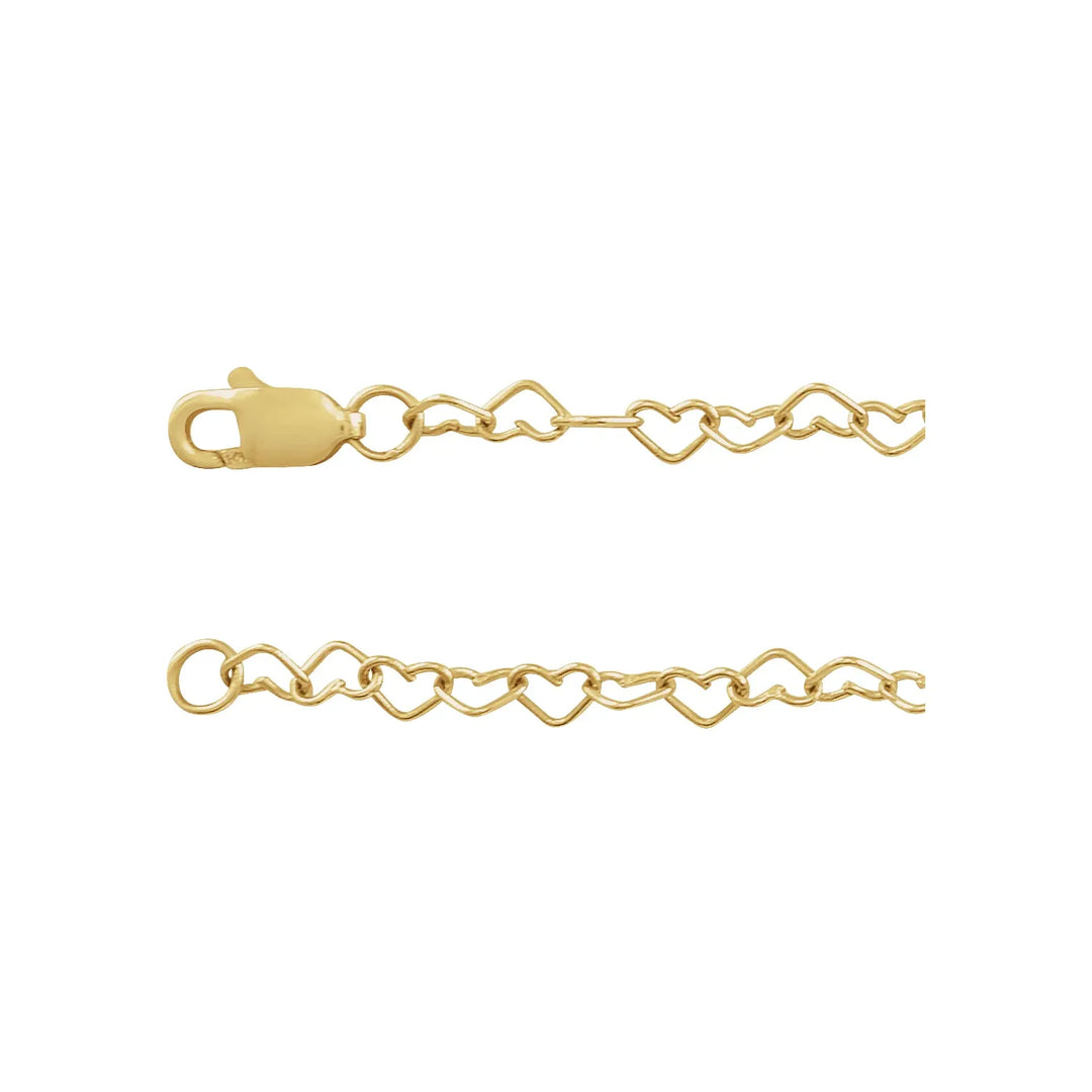 Heart Cable Chain in Yellow Gold