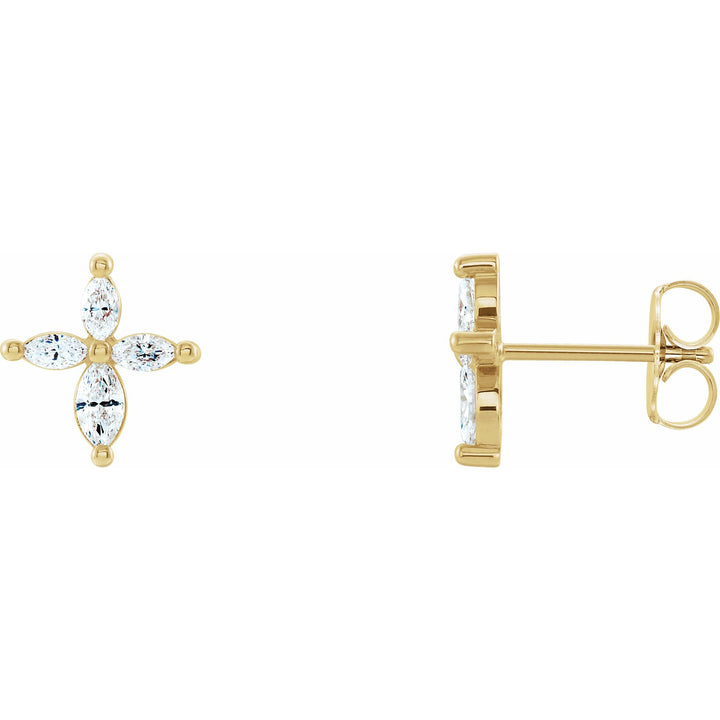 14K Yellow 1/3 CTW Natural Diamond Cross Earrings