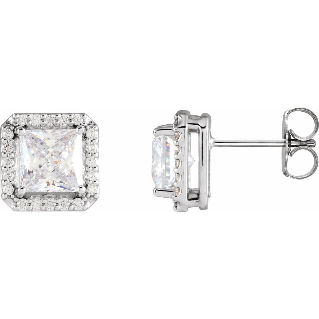 14K White Gold Natural Diamond Halo-Style Earrings